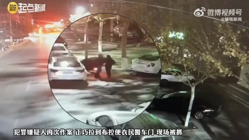 正巧拉到布控民警车门，男子欲偷车内财物当场被摁
